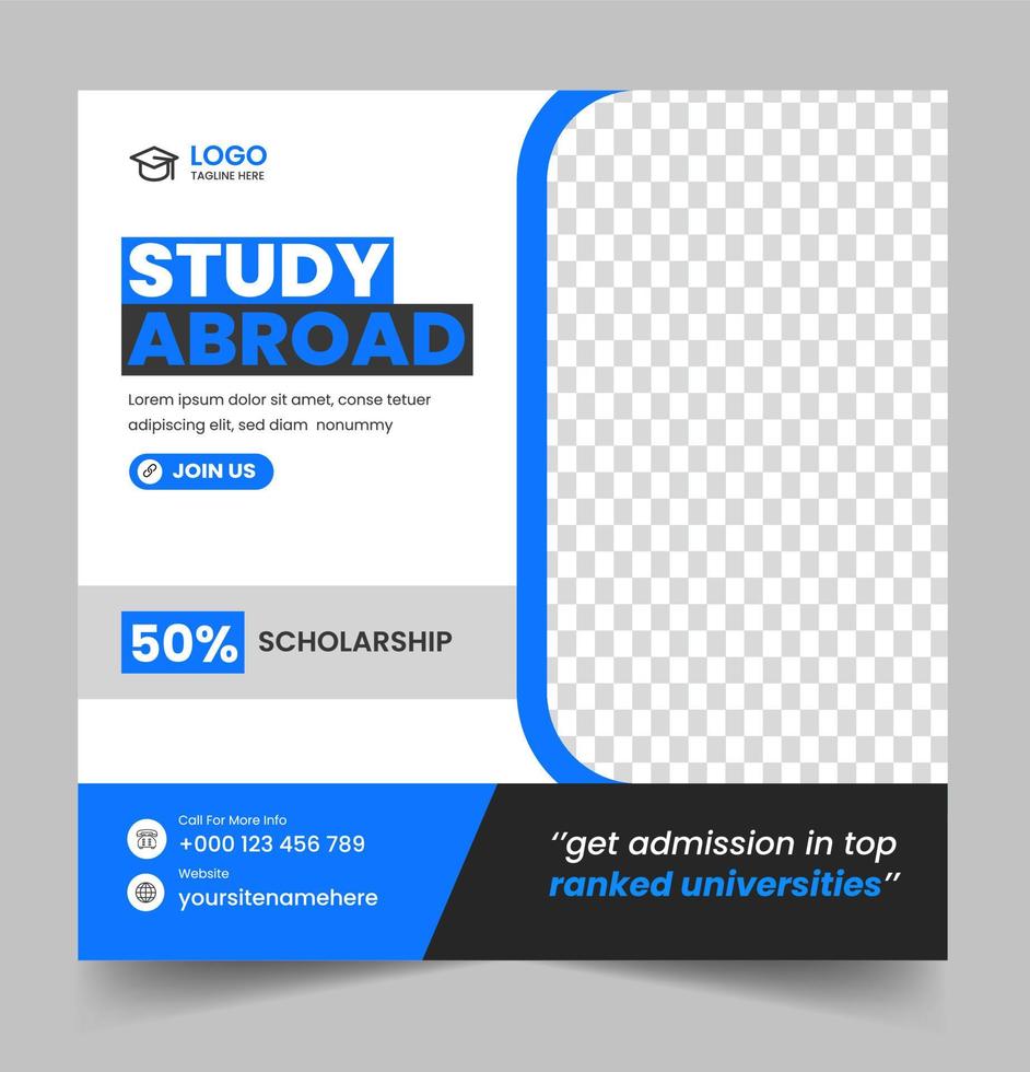 Study abroad modern social media post  banner template vector