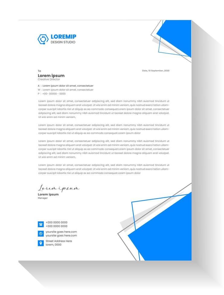 corporate modern business  letterhead design template with blue color. creative modern letter head design template for your project. letterhead, letter head, simple  business letterhead design. vector