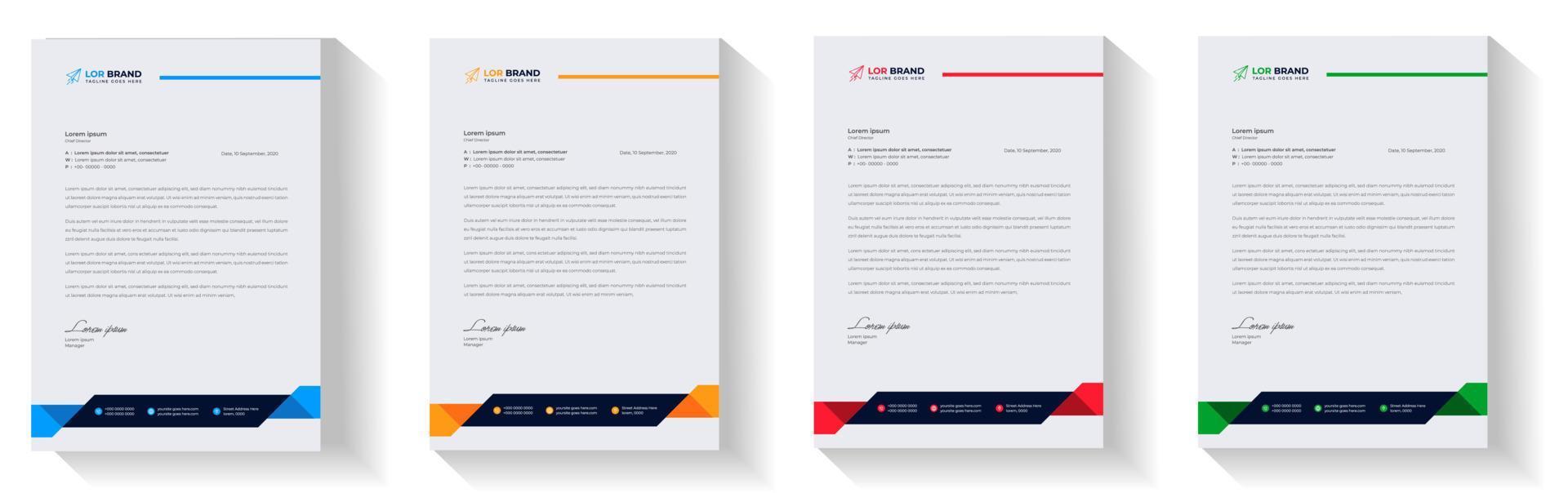 corporate modern letterhead design template with yellow, blue, green and red color. creative modern letter head design template for your project. letterhead, letter head, Business letterhead design. vector