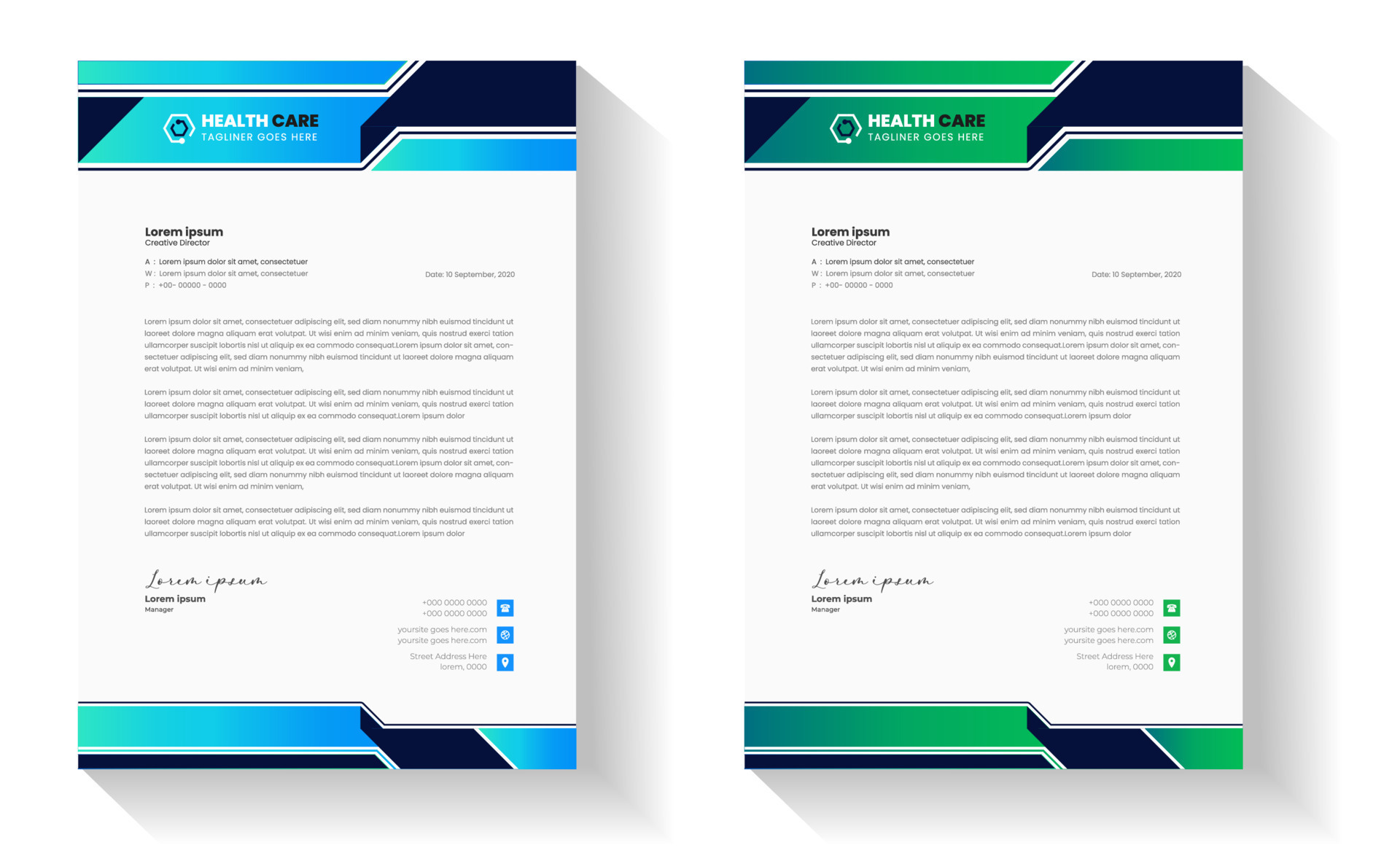 Modern Medical Doctor healthcare letterhead Design Template with green