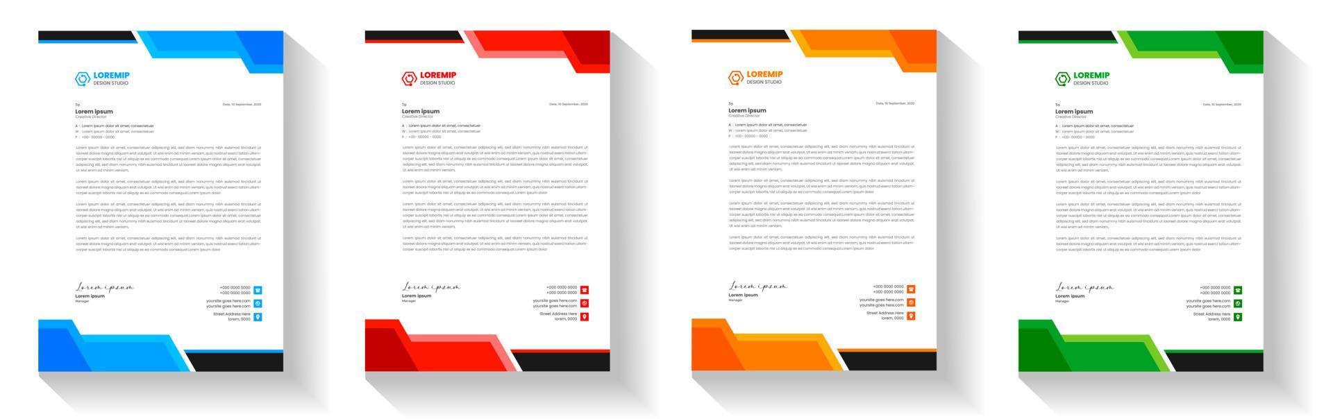 corporate modern letterhead design template with yellow, blue, green and red color. creative modern letter head design template for your project. letterhead, letter head, Business letterhead design. vector