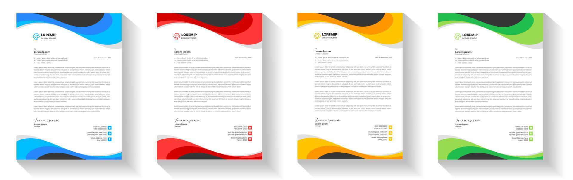 corporate modern letterhead design template with yellow, blue, green and red color. creative modern letter head design template for your project. letterhead, letter head, Business letterhead design. vector