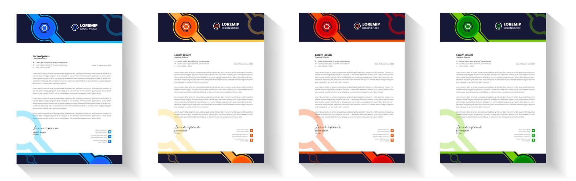 corporate modern letterhead design template with yellow, blue, green and red color. creative modern letter head design template for your project. letterhead, letter head, Business letterhead design. vector