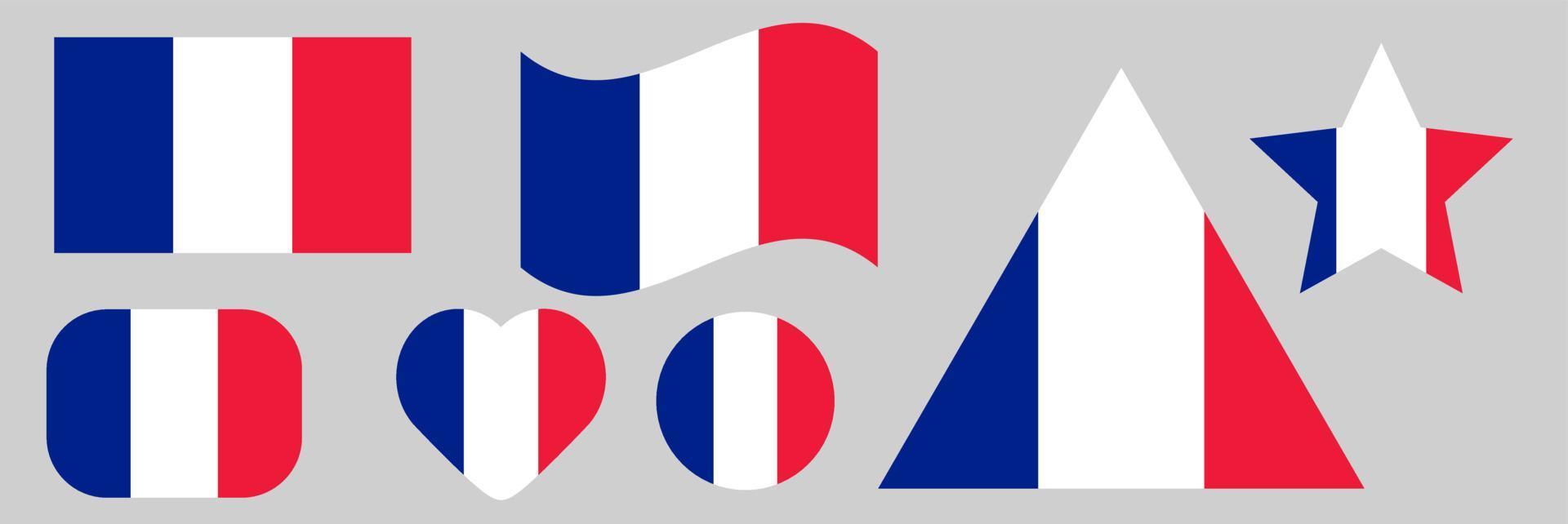 Francia bandera vector vector ilustración conjunto.