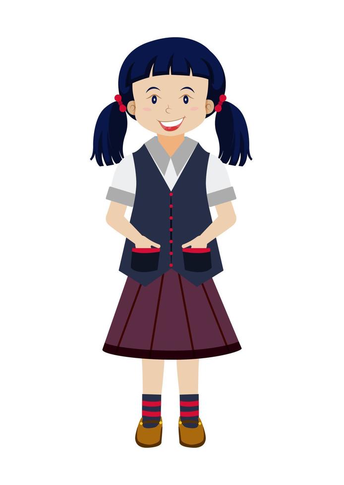 ilustración vectorial de una estudiante con traje escolar aislada de fondo blanco vector