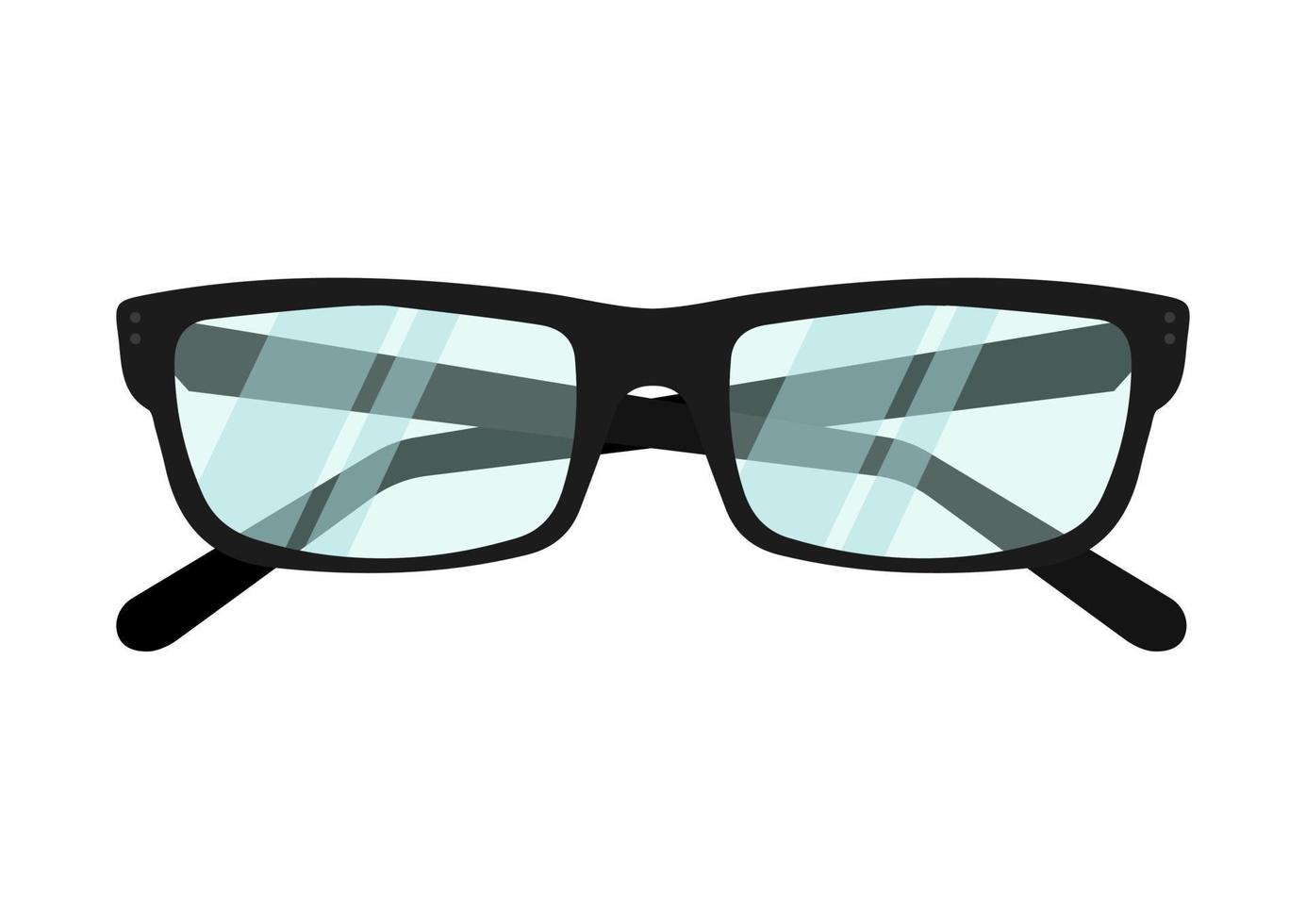 Vector illustration of eye glasses with black frame in flat style isolated on white background