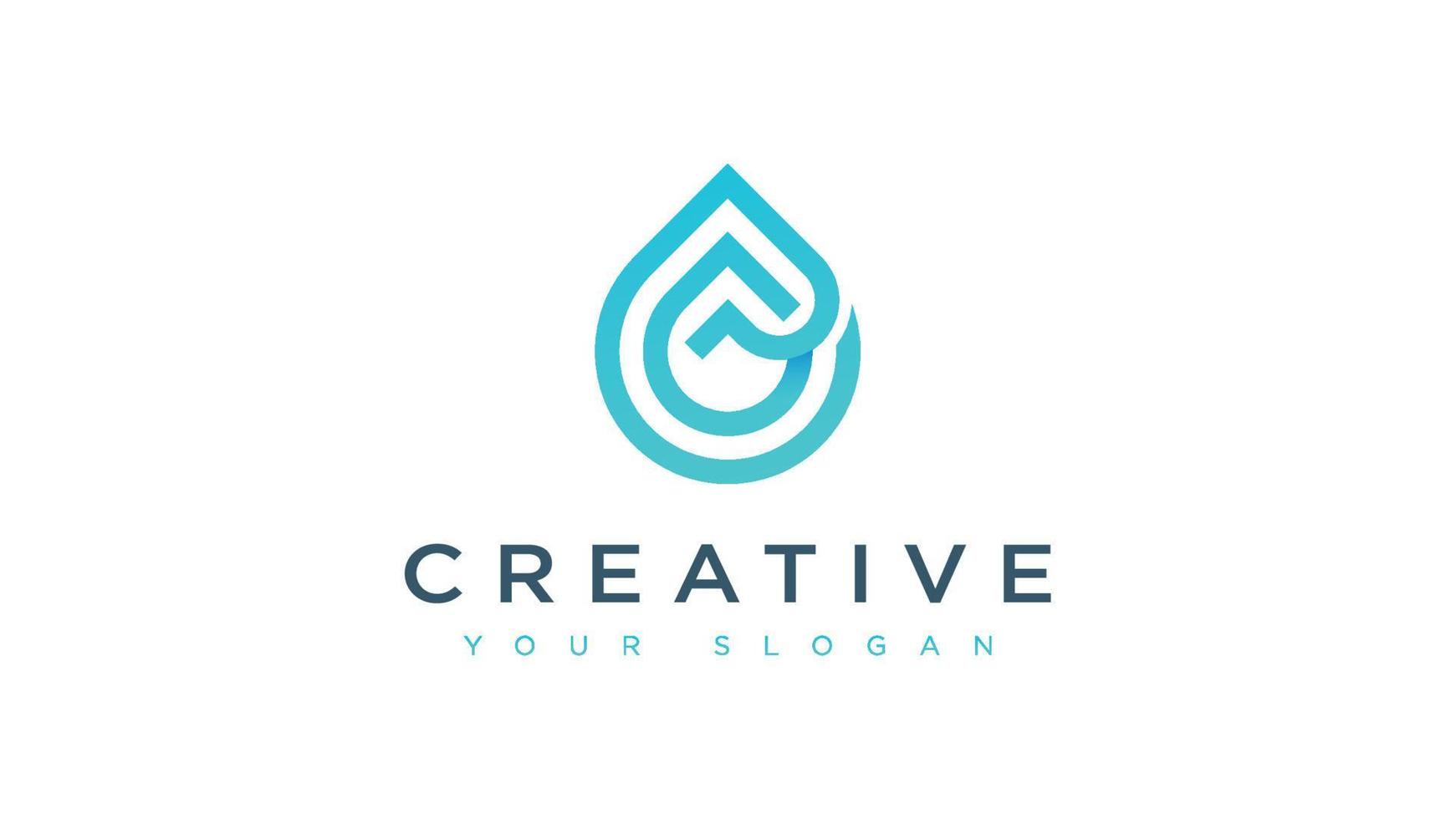 P letter with water drop logo design template vector