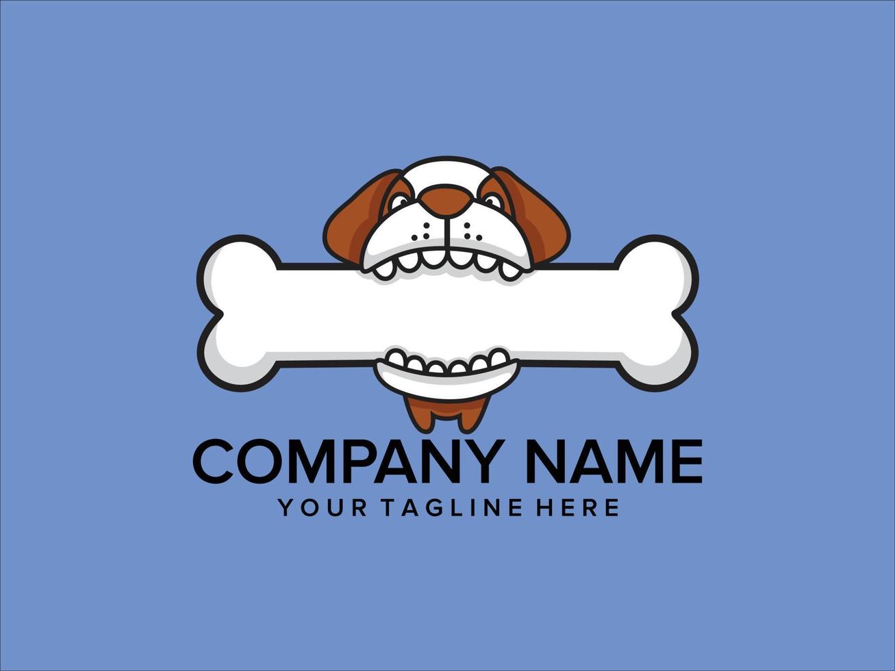 dog eating bone vector logo