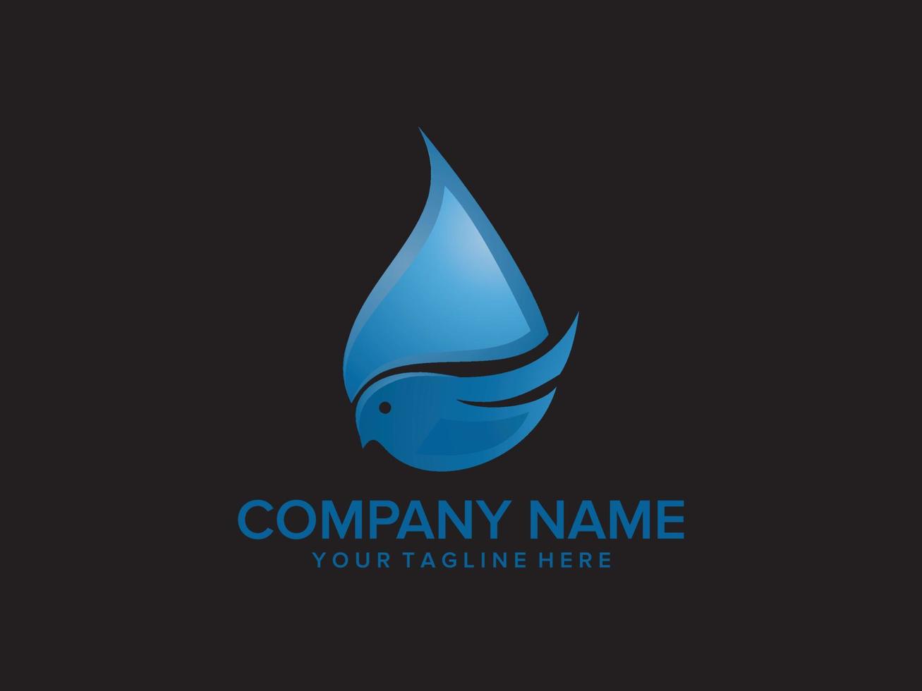 water logo with bird silhouette combination vector