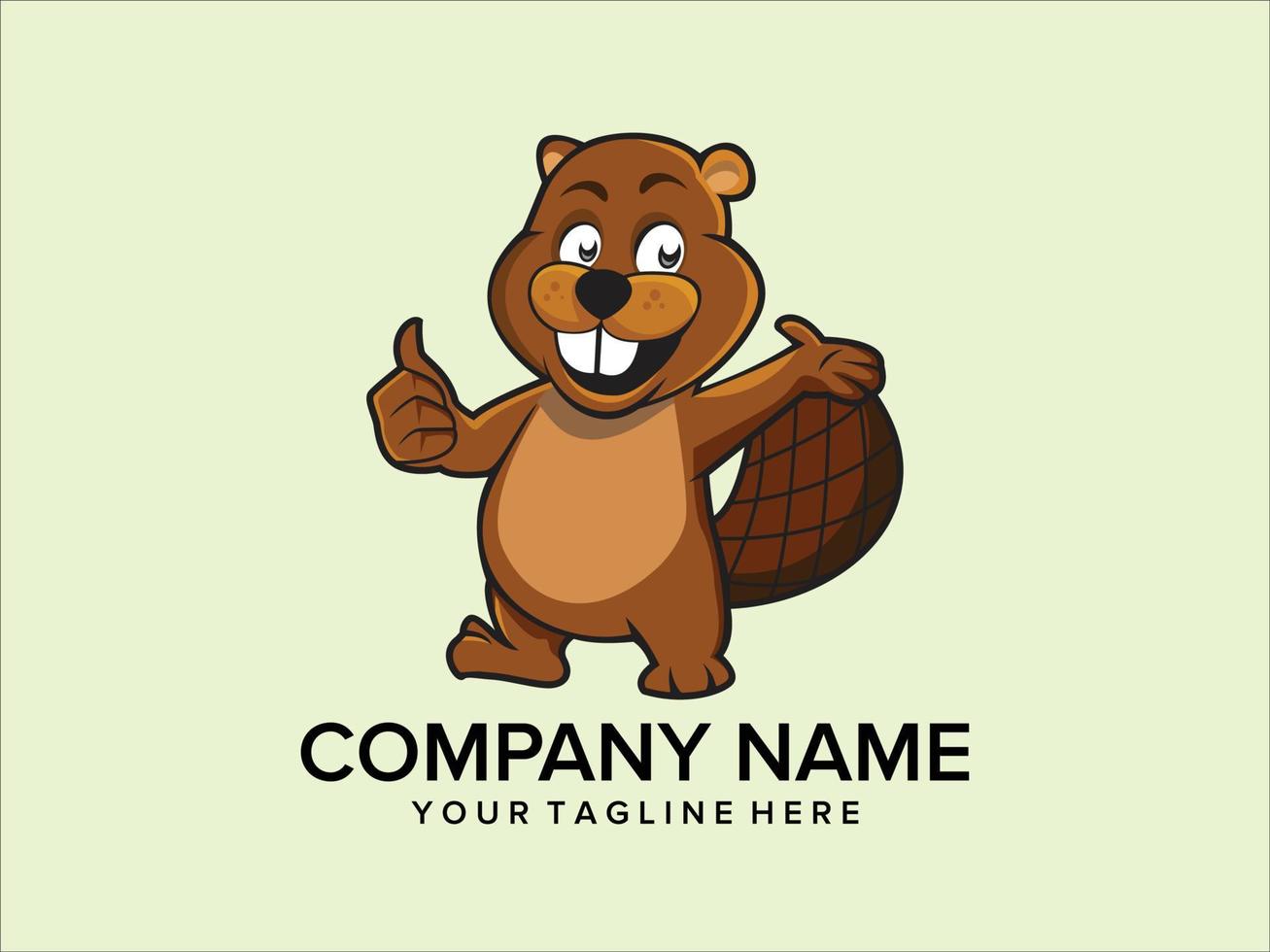 cheerful looking beaver cartoon logo vector