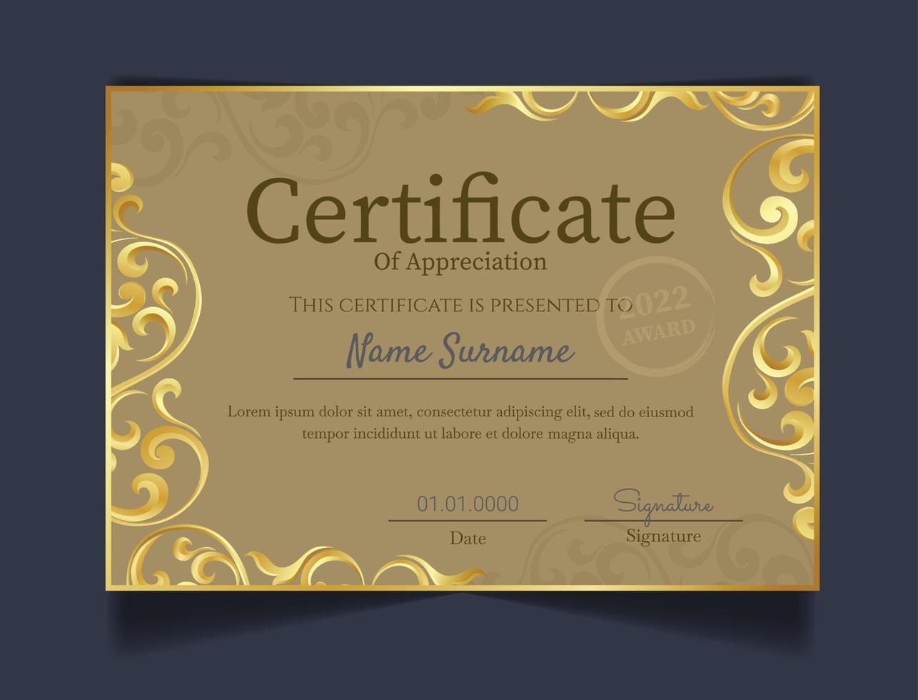 Certificate of appreciation template vector