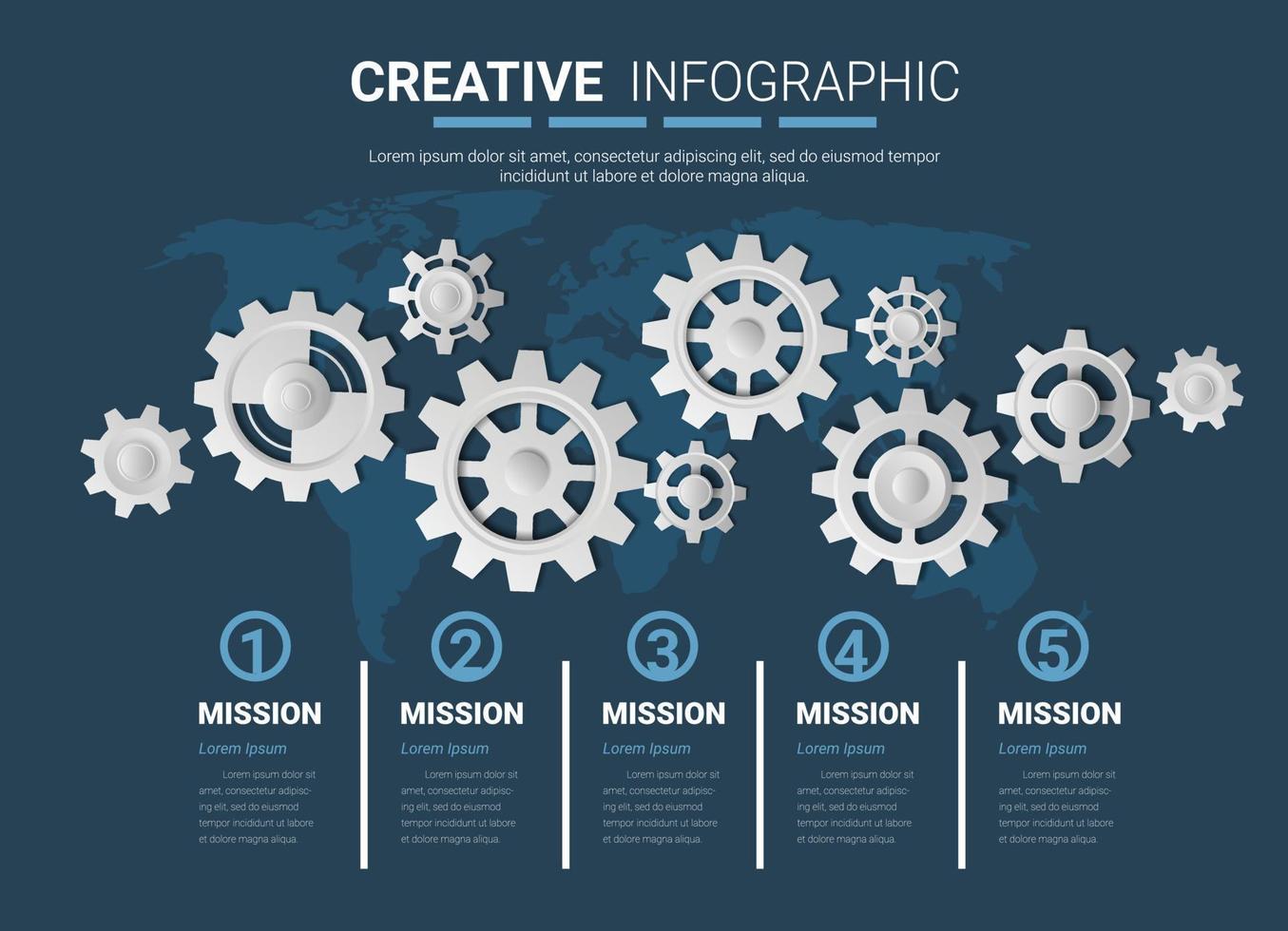 engranaje infográfico con 5 opciones. vector