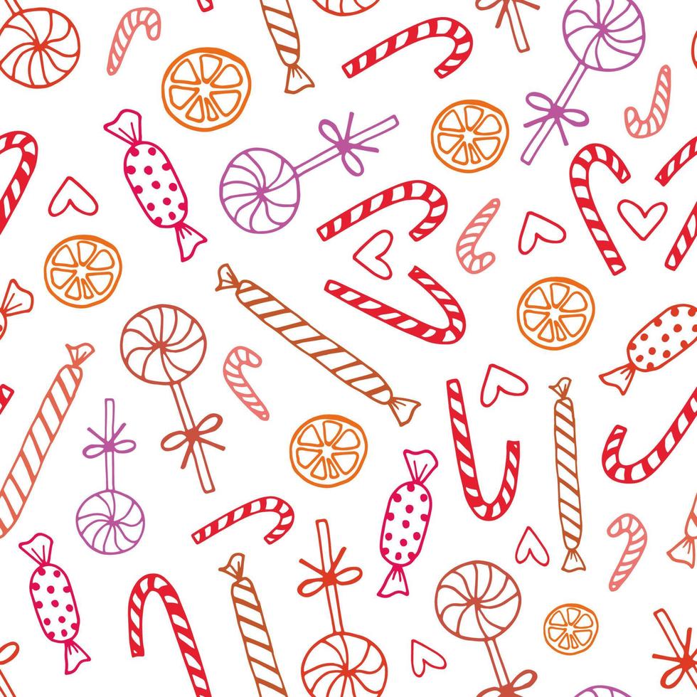 Doodle sweets candy seamless pattern vector