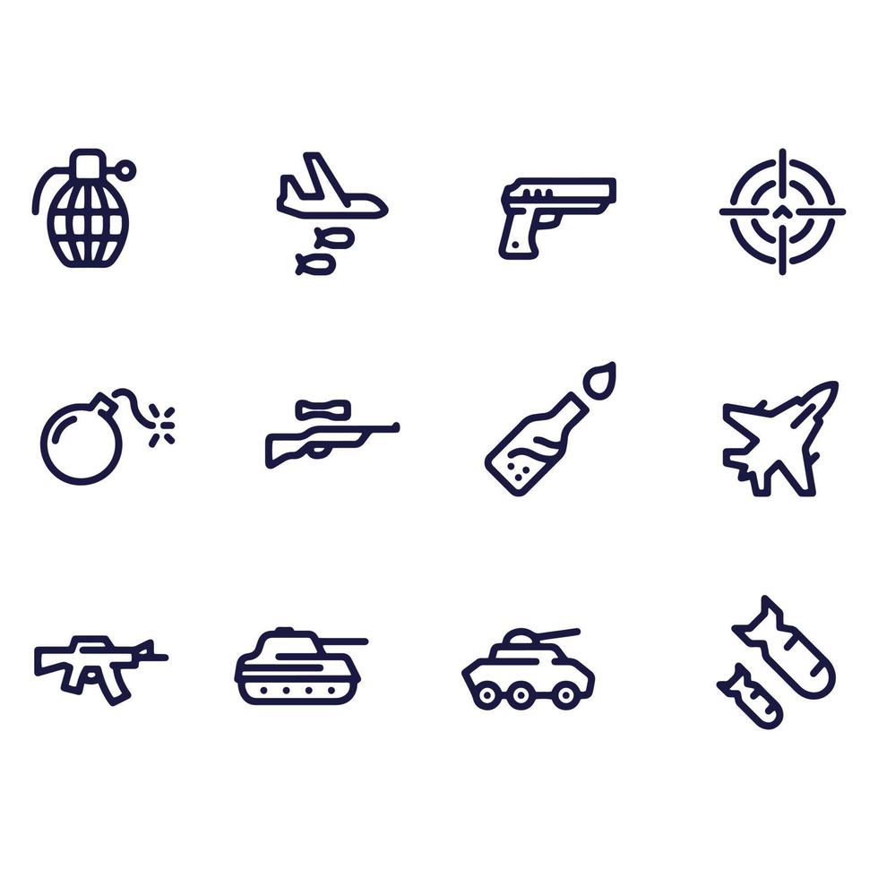 diseño de vectores de iconos militares del ejército