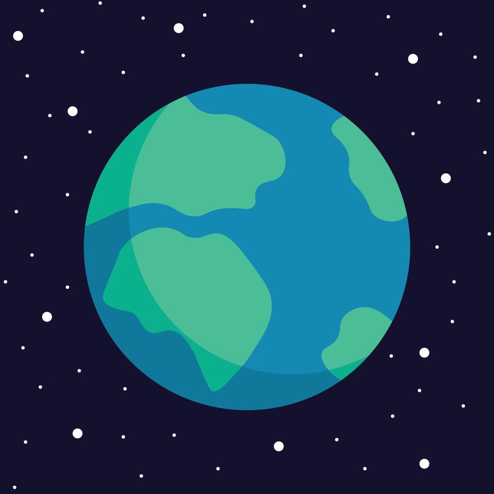 Planet Earth Isolated On Dark Space. Vector, Cartoon Illustration Of The Planet Earth vector