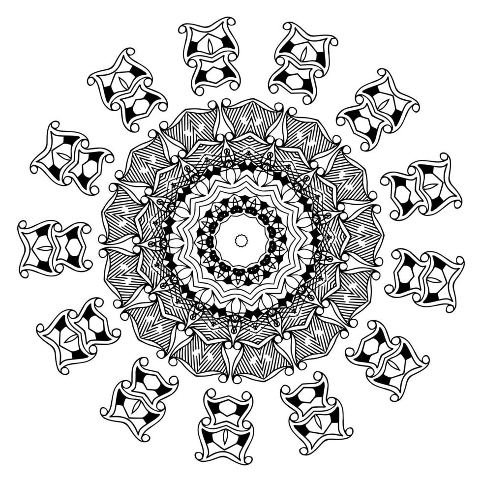 Hand drawn round element. Arabic mandala vector