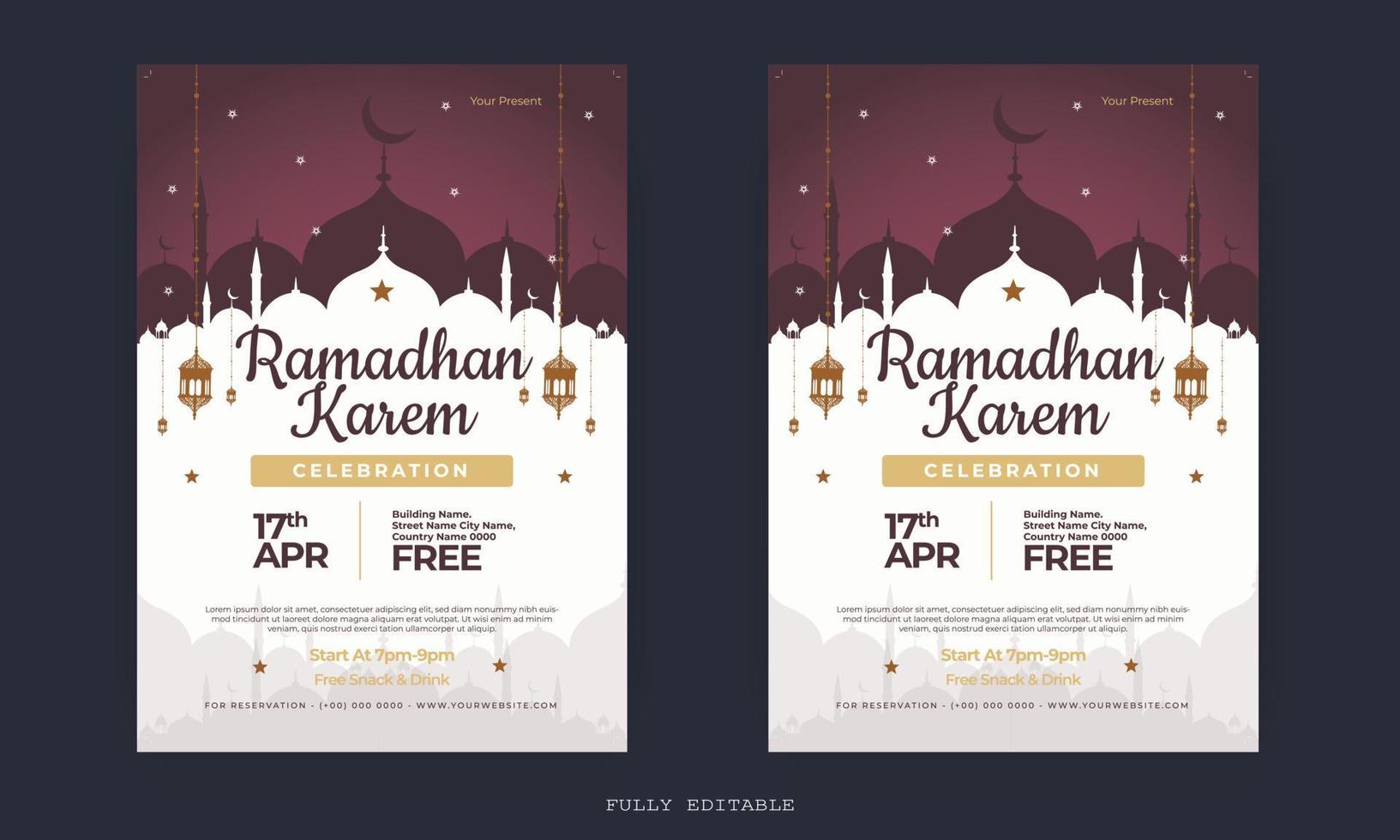 Ramadan Mubarak Flyer. Ramadan Kareem set of posters or invitations design. decorative retro greeting card or invitation layout design vector