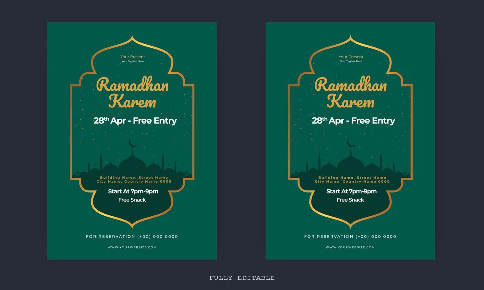 Ramadan Mubarak Flyer. Ramadan Kareem set of posters or invitations design. decorative retro greeting card or invitation layout design vector
