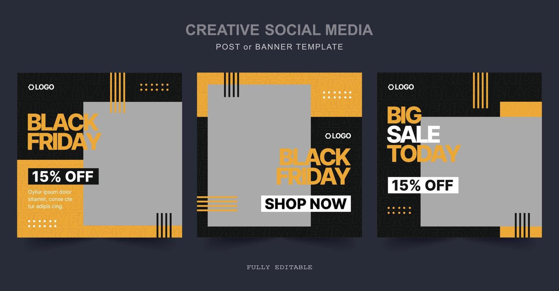 Black Friday Sale social media post. Big sale special offer. Black Friday modern promotion web banner for social media mobile apps. Vector illustration.