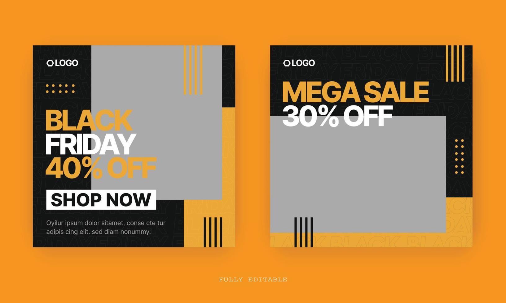 Black Friday Sale social media post. Big sale special offer. Black Friday modern promotion web banner for social media mobile apps. Vector illustration.