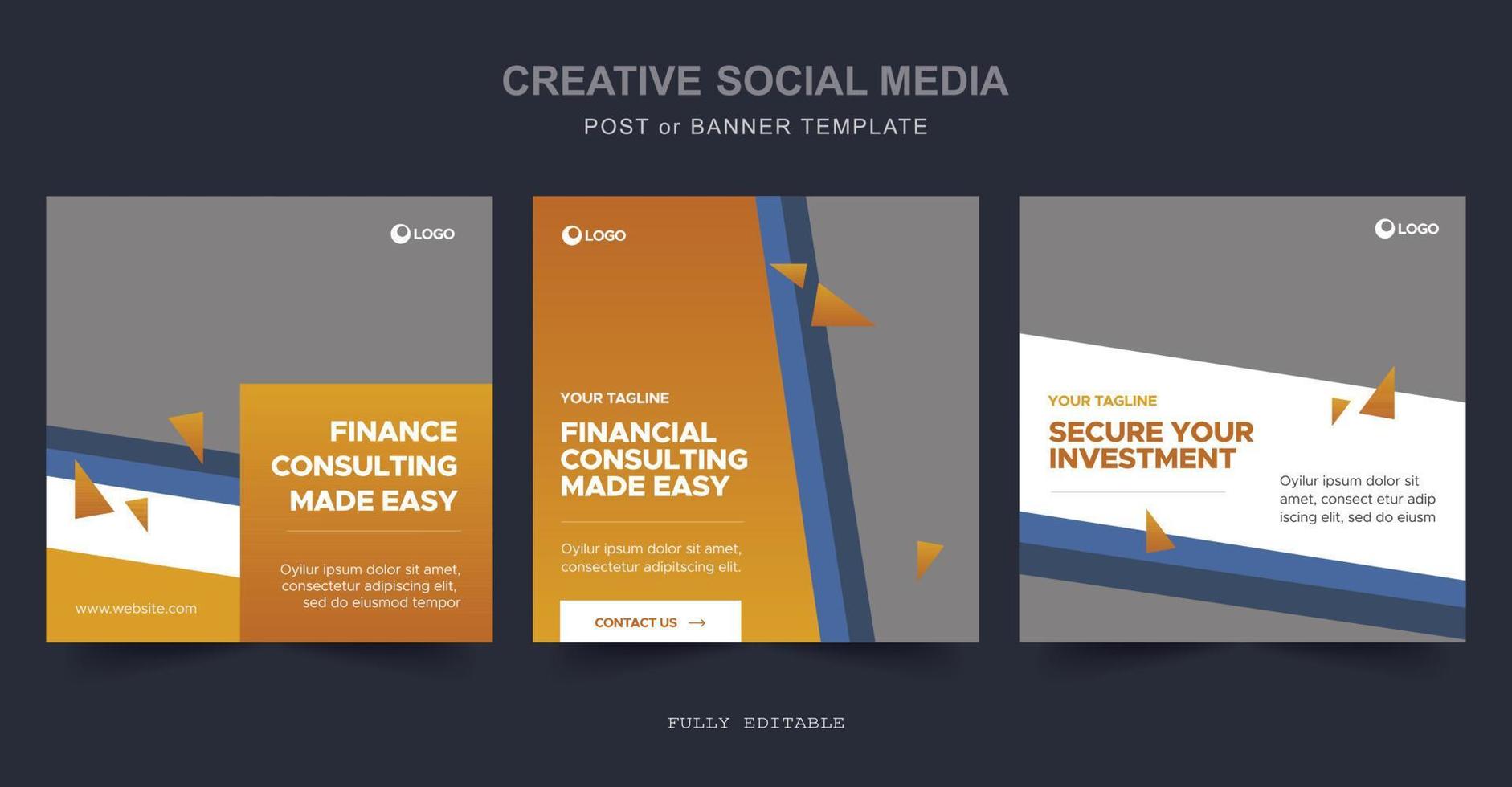 Business Editable square social media post template. Digital business marketing banner for social media post template. Vector illustration.