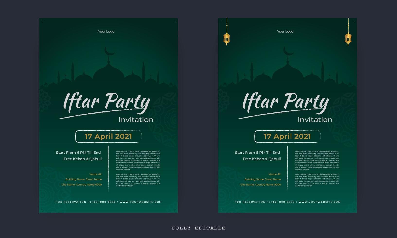 Ramadan Mubarak Flyer. Ramadan Kareem set of posters or invitations design. decorative retro greeting card or invitation layout design vector