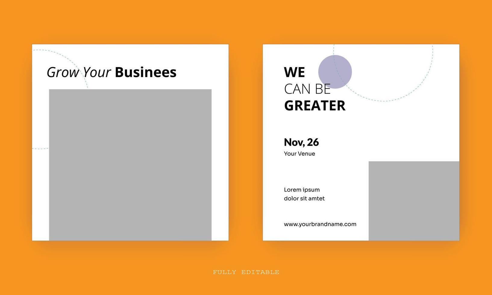 Business Editable square social media post template. Digital business marketing banner for social media post template. Vector illustration.