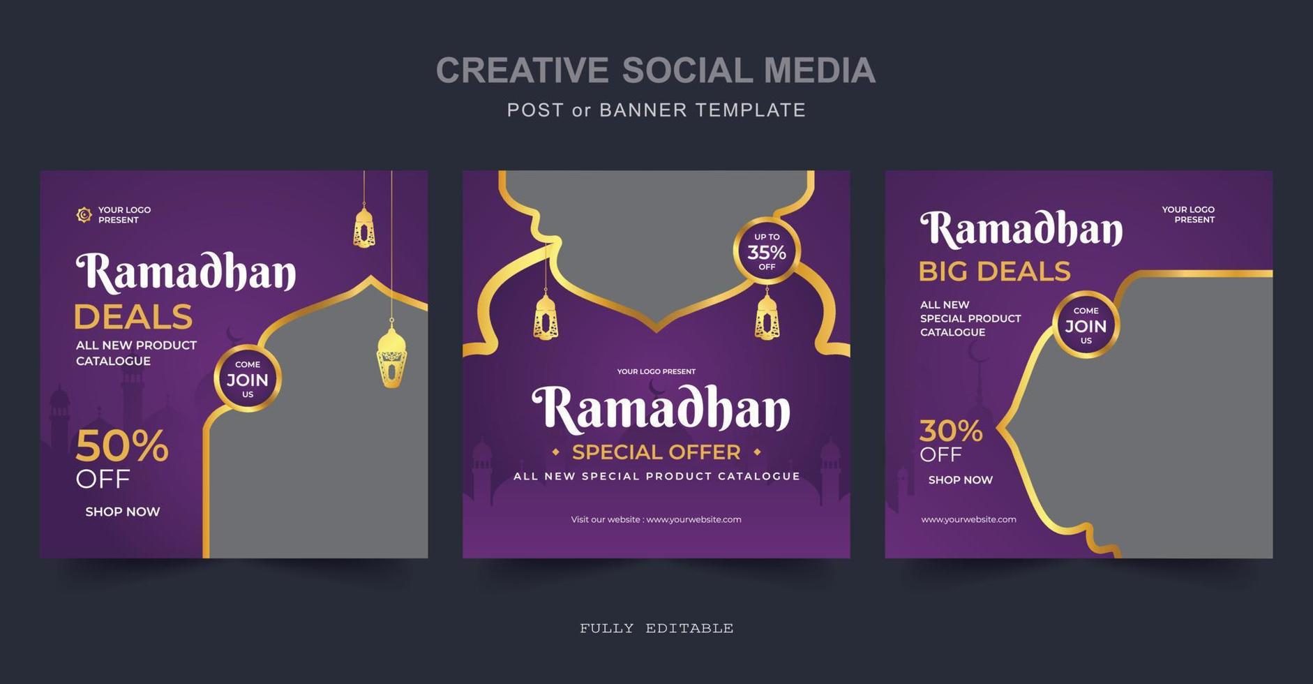 Ramadan Sale Social Media Post design. A good template for advertising on social media. Perfect for social media Sale posts, and web banner internet ads. vector