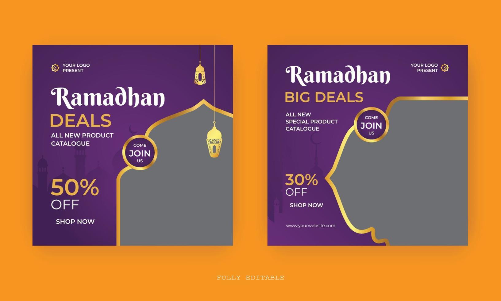 Ramadan Sale Social Media Post design. A good template for advertising on social media. Perfect for social media Sale posts, and web banner internet ads. vector