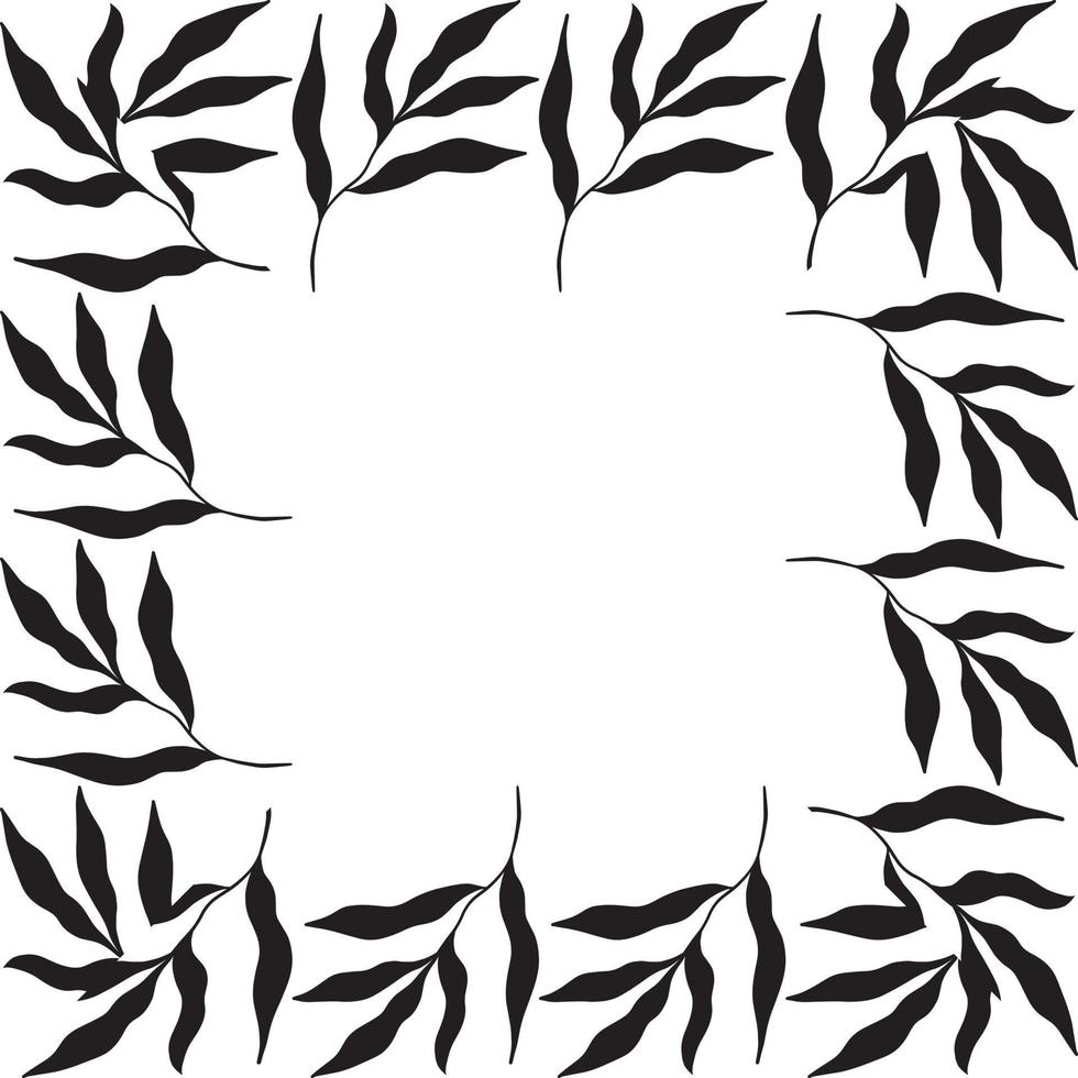 square shaped black frame made of plants on white isolated background vector