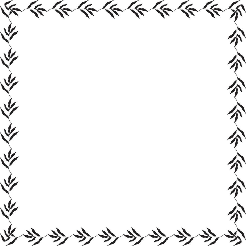 square shaped black frame made of plants on white isolated background vector