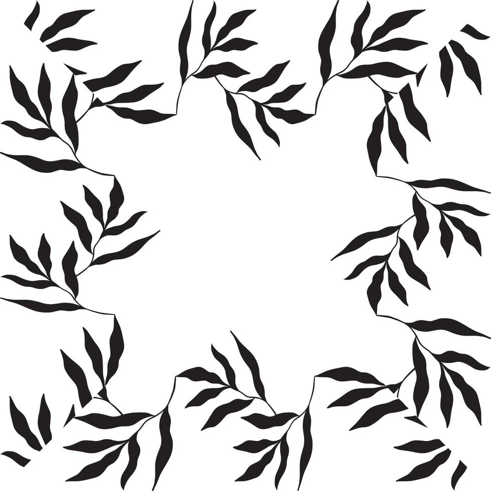 square shaped black frame made of plants on white isolated background vector