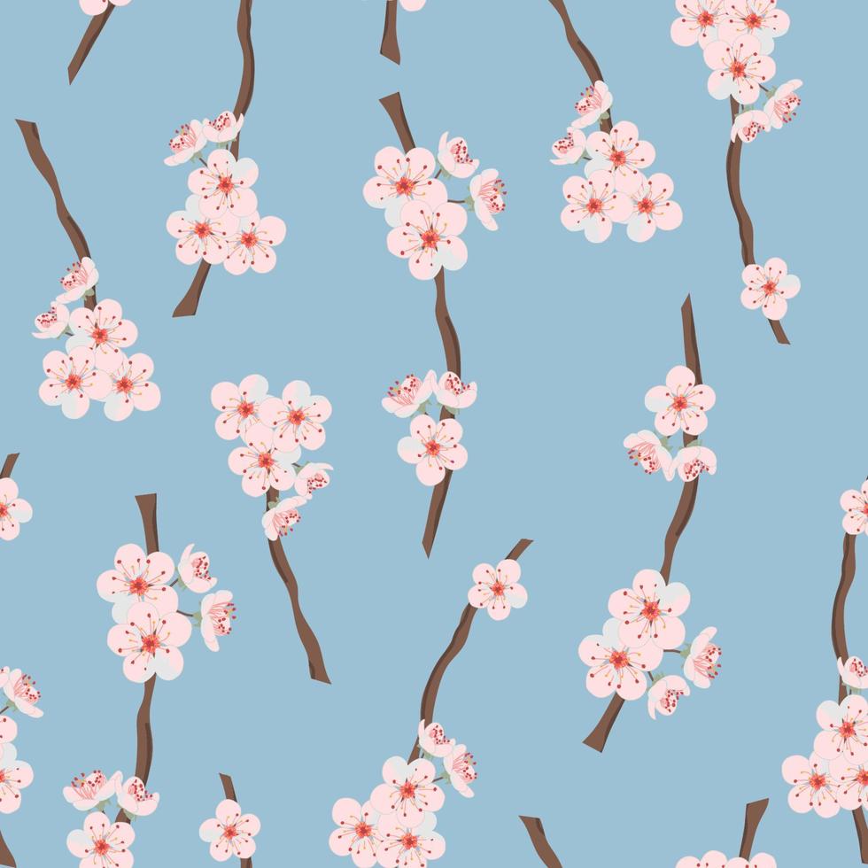Cherry blossom branches seamless pattern. vector