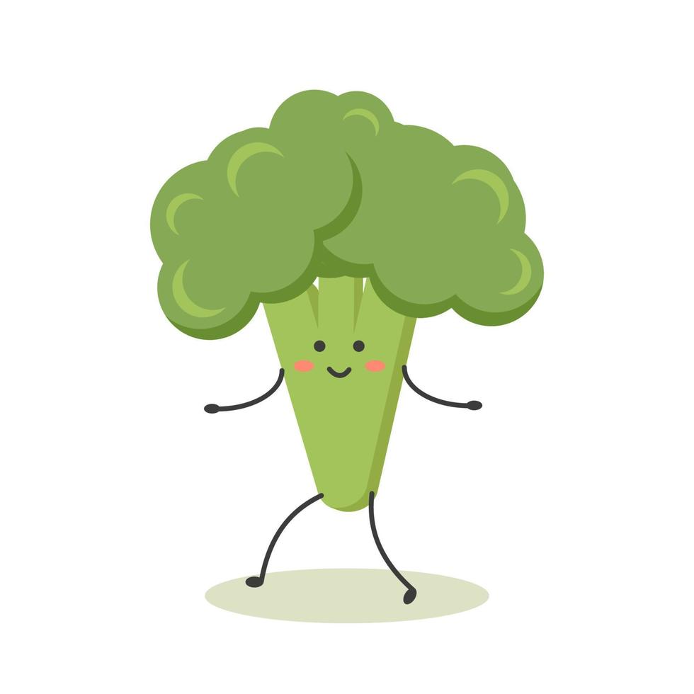 healthy vegetables cute kawaii juic green broccoli vector