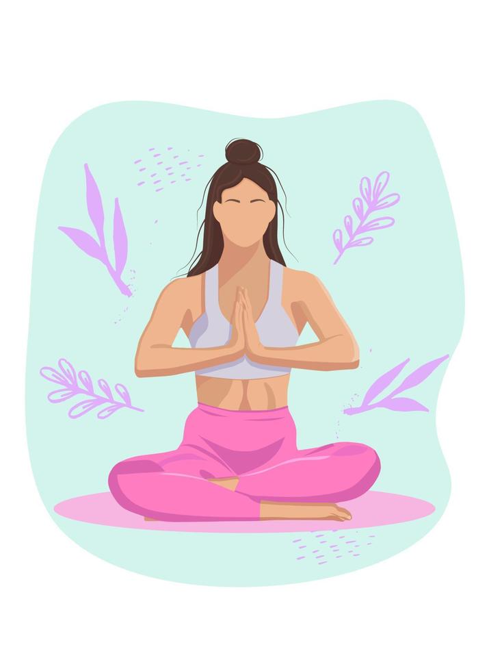 the girl does yoga meditates faceless style vector