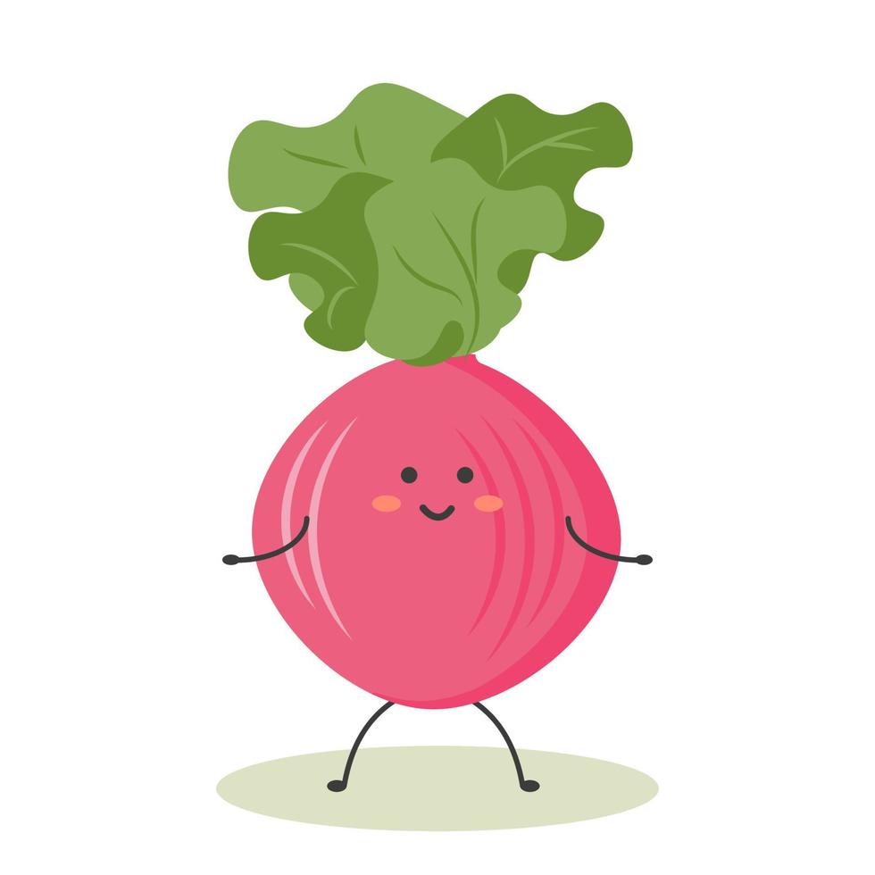 healthy vegetables cute kawaii pink ripe radish vector