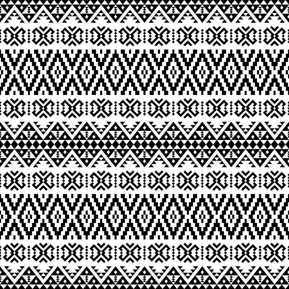 Ikat Aztec ethnic seamless pattern design in black and white color vector