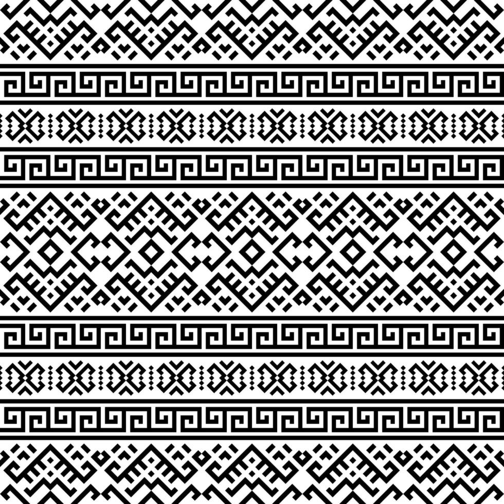 Ikat Aztec ethnic seamless patterns design in black and white color ...