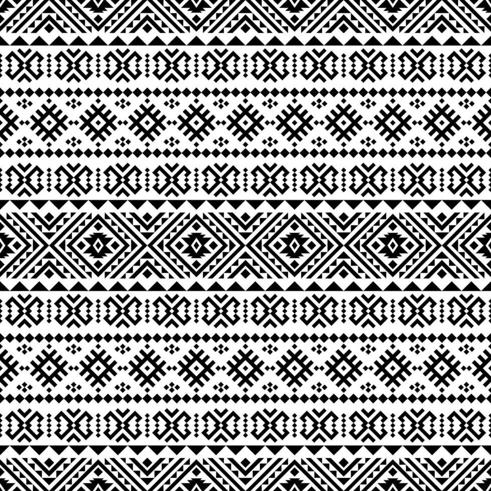 Ikat Aztec ethnic seamless patterns design in black and white color vector