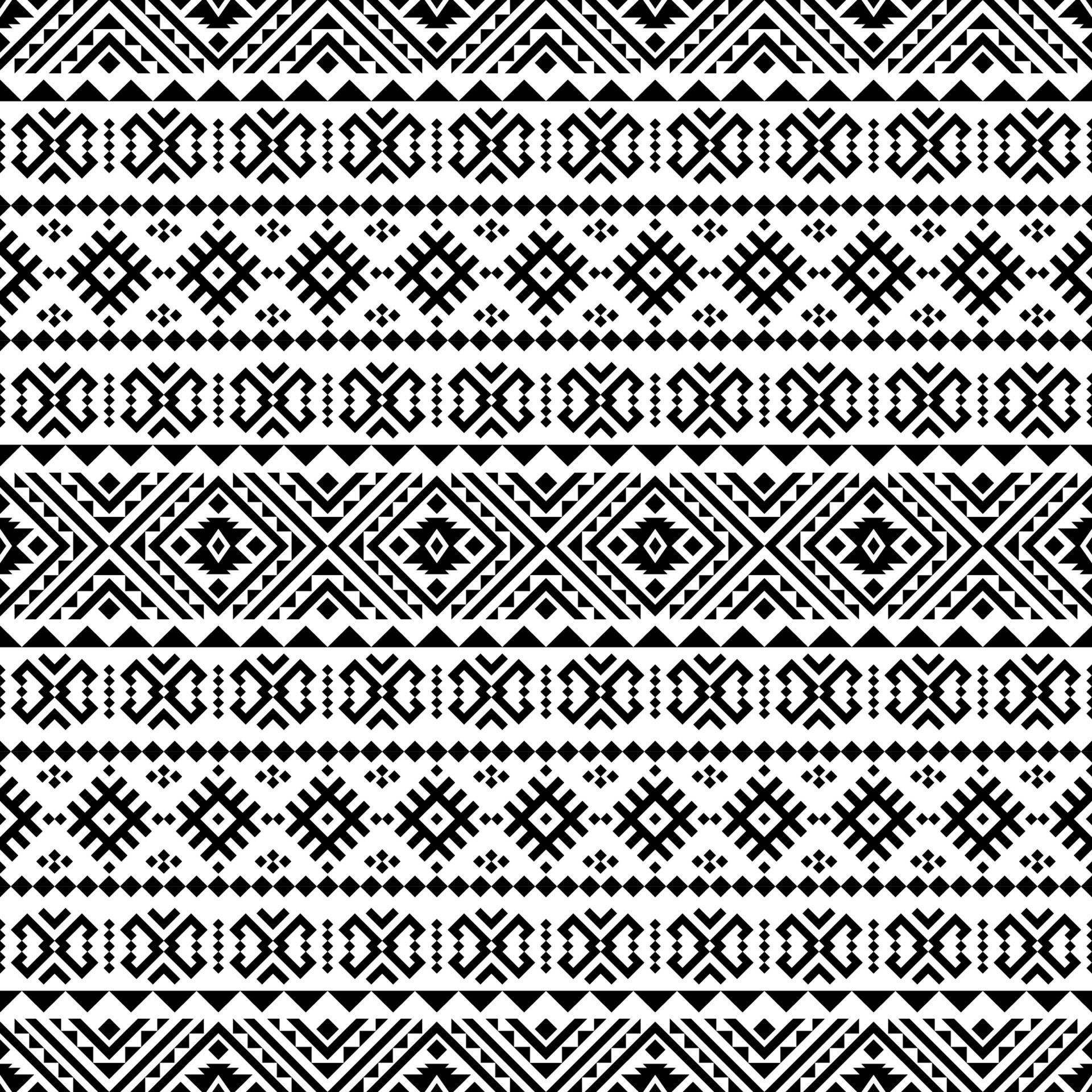 Ikat Aztec ethnic seamless patterns design in black and white color ...