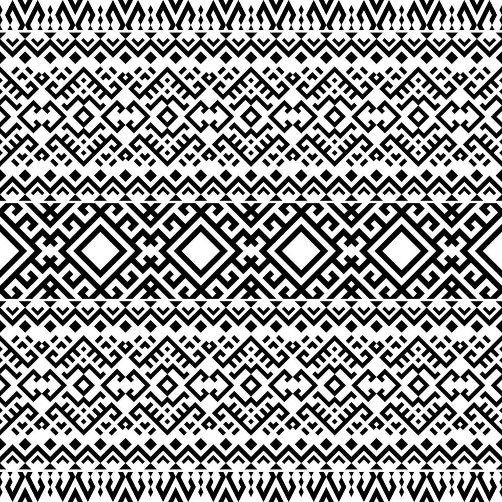 Seamless Ethnic Pattern Background Texture design vector in black white color