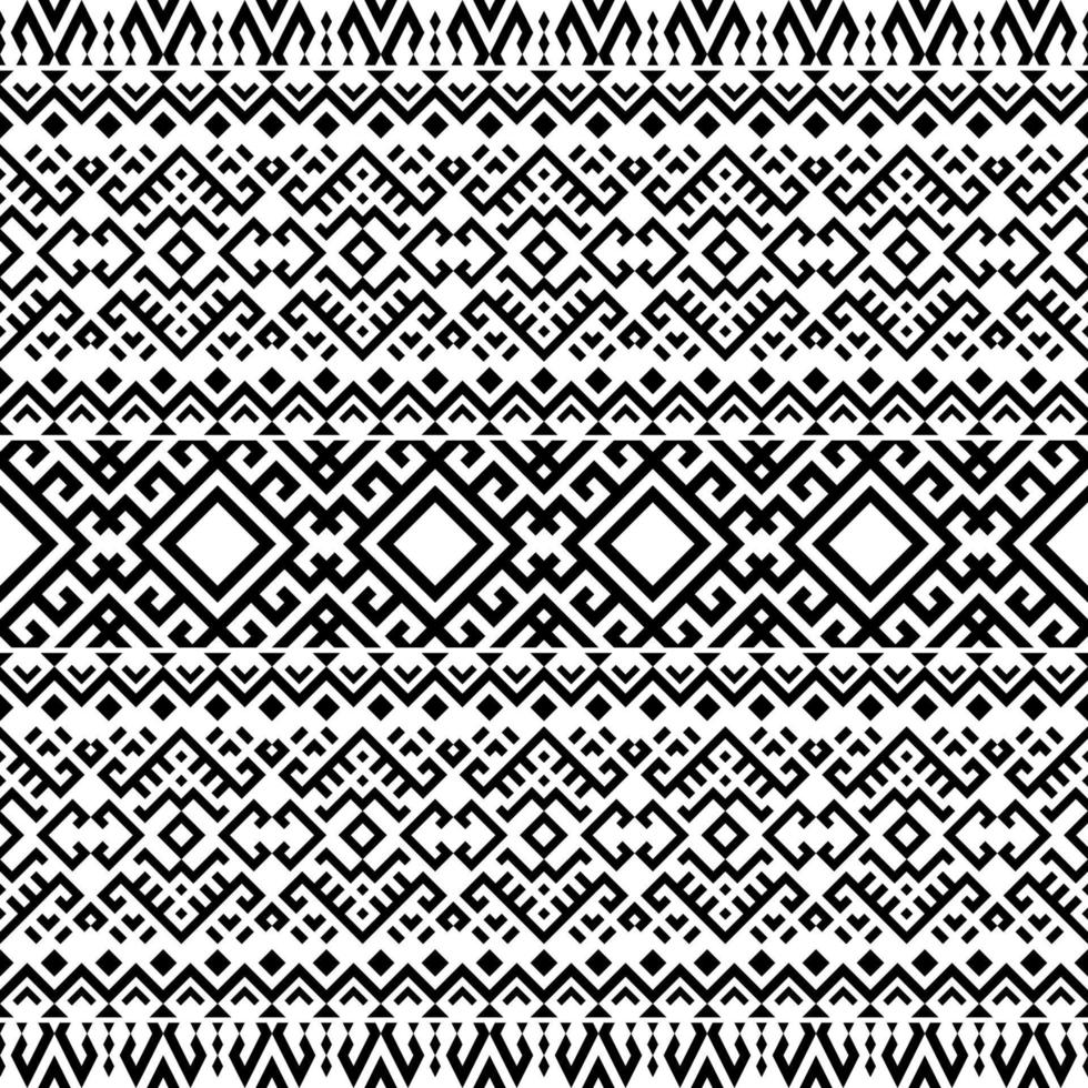 Seamless Ethnic Pattern Background Texture design vector in black white color