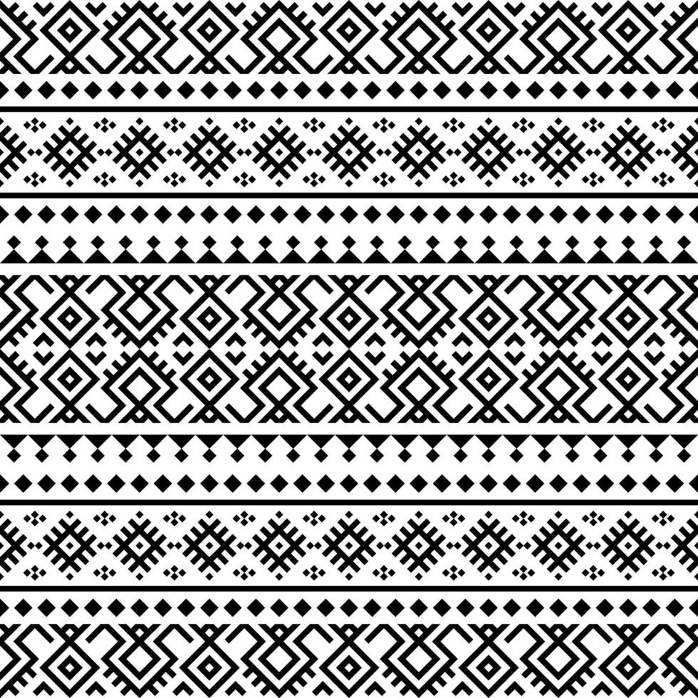 vector de diseño de textura de patrones sin fisuras étnicos ikat en color blanco negro