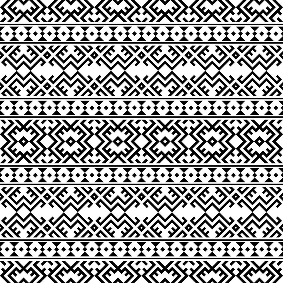 Ikat Aztec ethnic seamless patterns design in black and white color vector