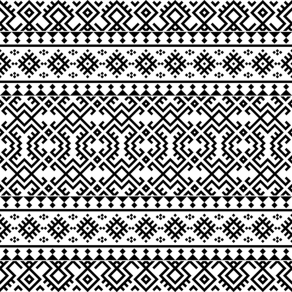 Geometric Aztec seamless ethnic pattern texture design vector in black white color