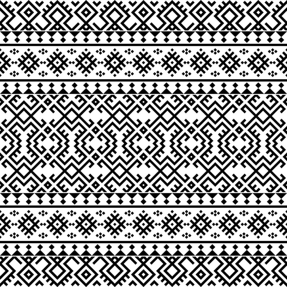 Geometric Aztec seamless ethnic pattern texture design vector in black white color