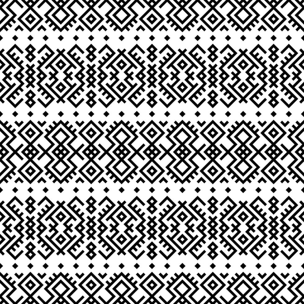 Geometric Aztec seamless ethnic pattern texture design vector in black white color