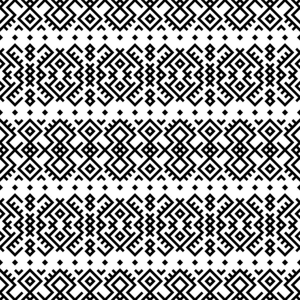 Geometric Aztec seamless ethnic pattern texture design vector in black white color