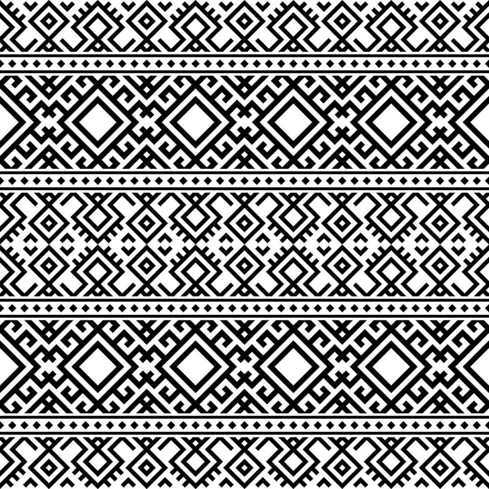 Geometric Aztec seamless ethnic pattern texture design vector in black white color