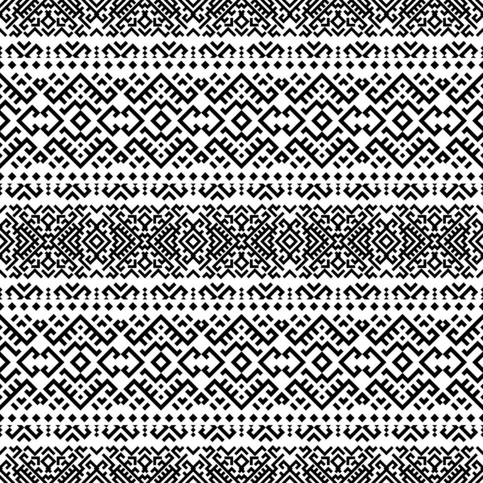 Seamless Ethnic Pattern Background Texture design vector in black white color